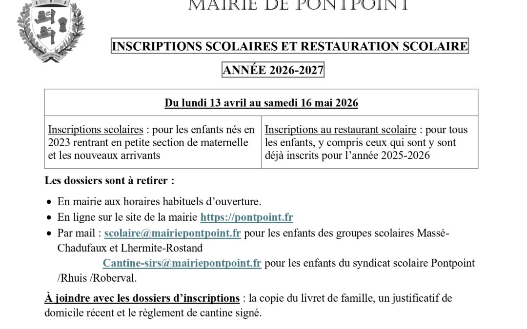 Inscriptions Cantine/École